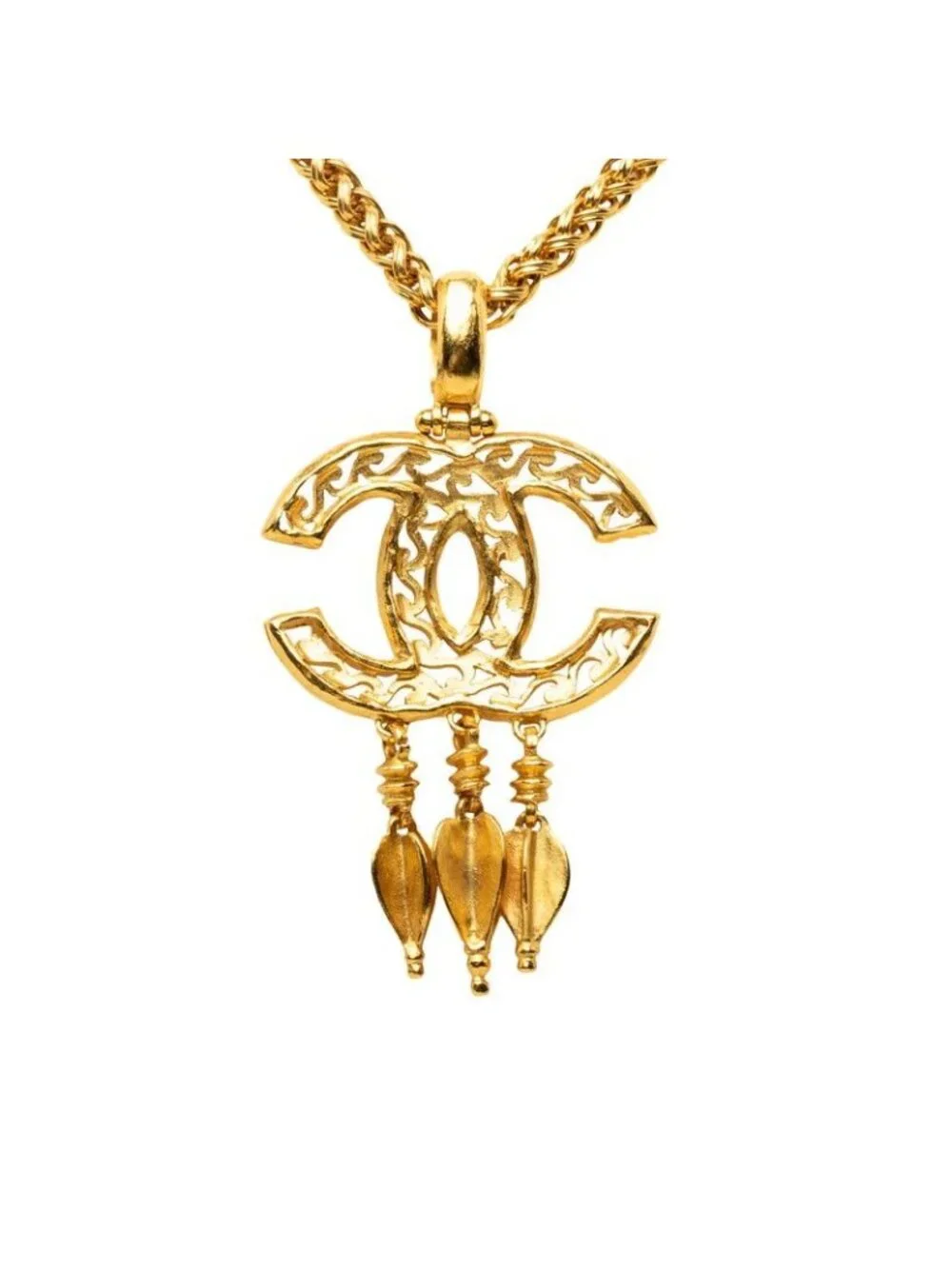Chanel Vintage CC Logo Rogue Chain Necklace Gold Plated